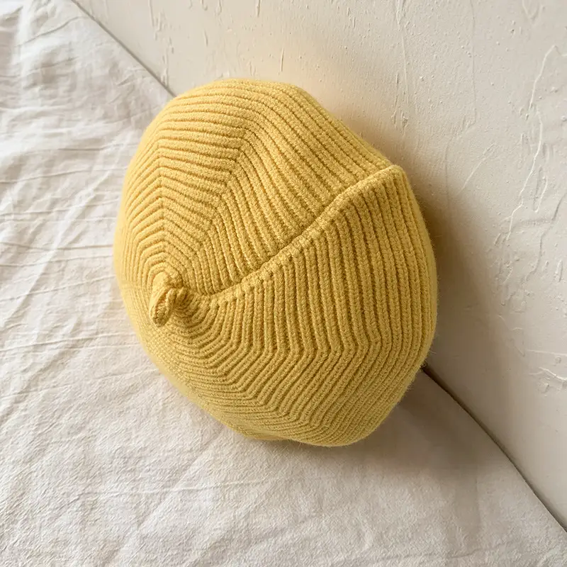 Yellow Knitted Baby Cap for Girls Winter Use — feature 34