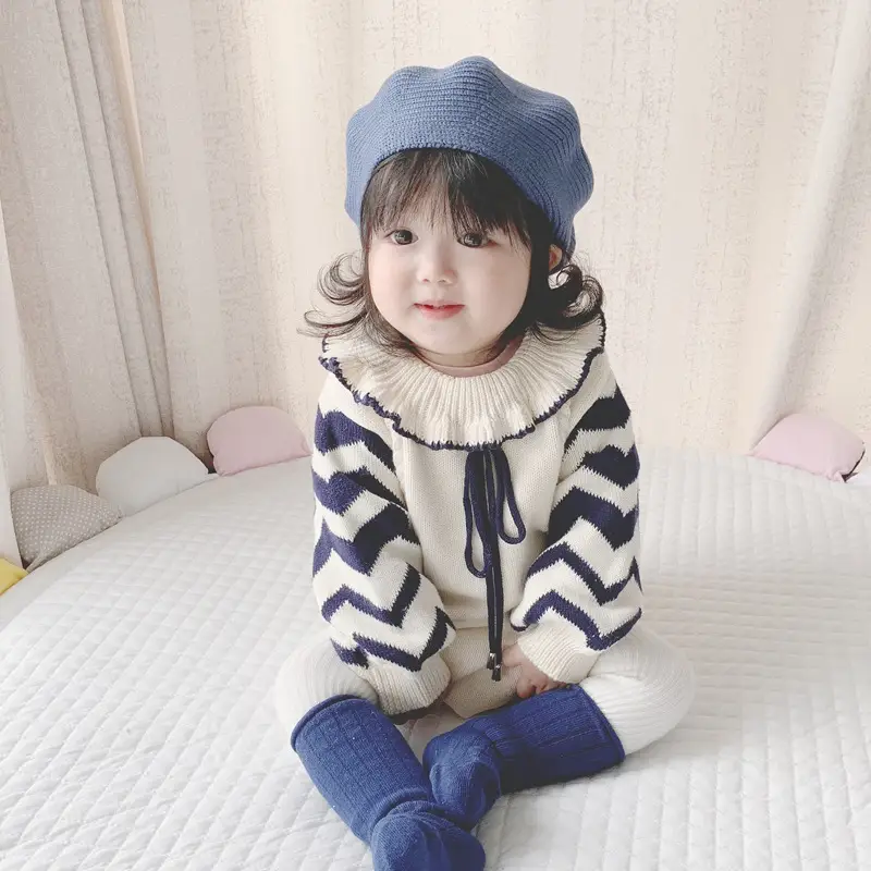Yellow Knitted Baby Cap for Girls Winter Use — feature 9