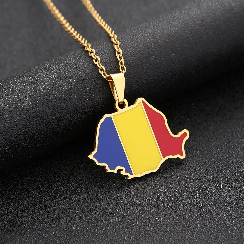 Stainless Steel Ethnic Map Necklace for Men Women