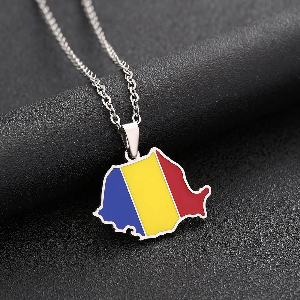 Stainless Steel Ethnic Map Necklace for Men Women