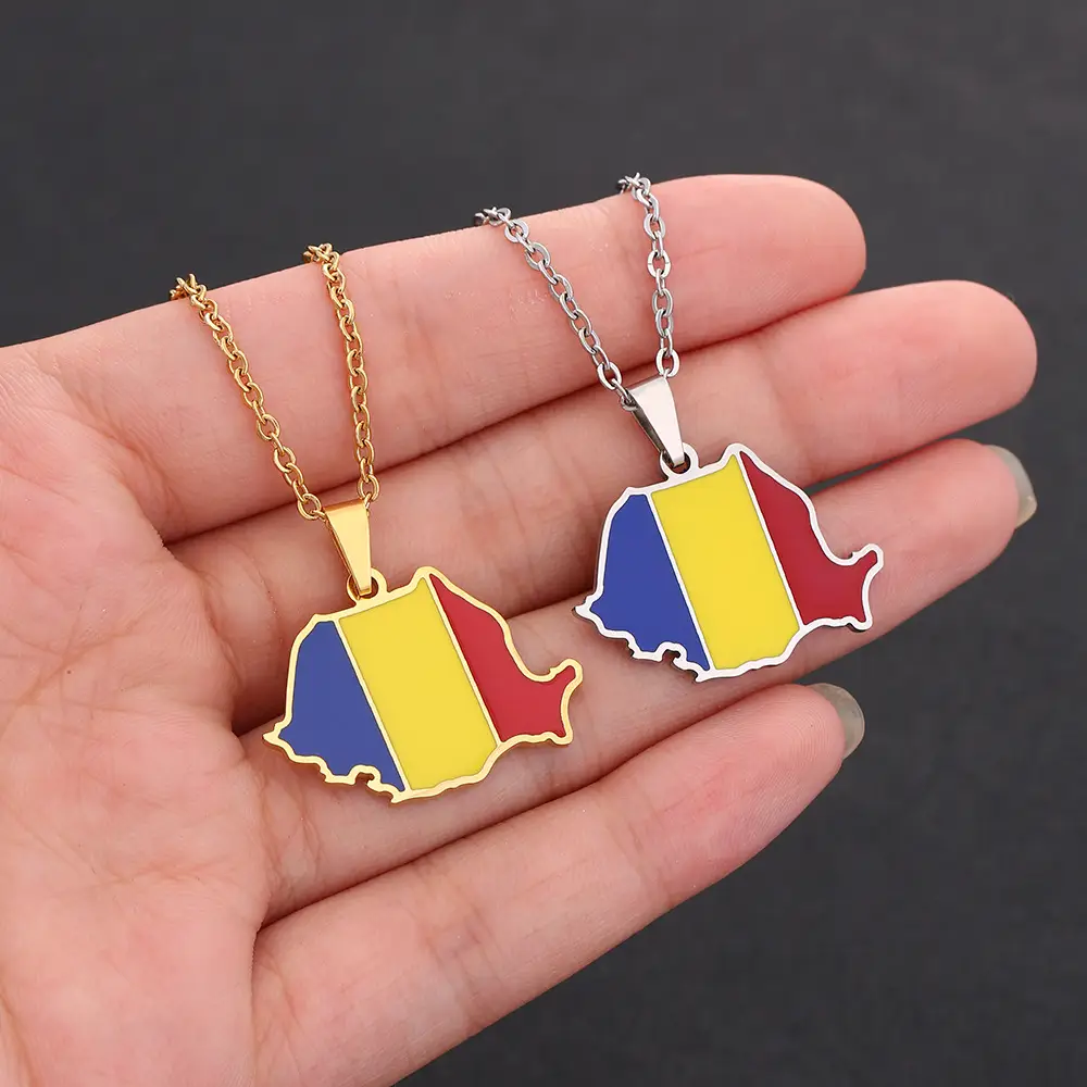 Stainless Steel Ethnic Map Necklace for Men Women