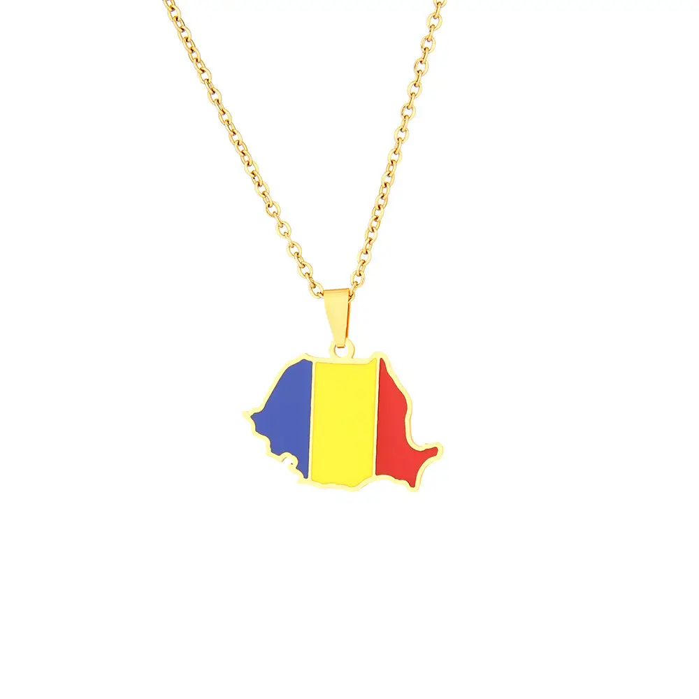 Stainless Steel Ethnic Map Necklace for Men Women