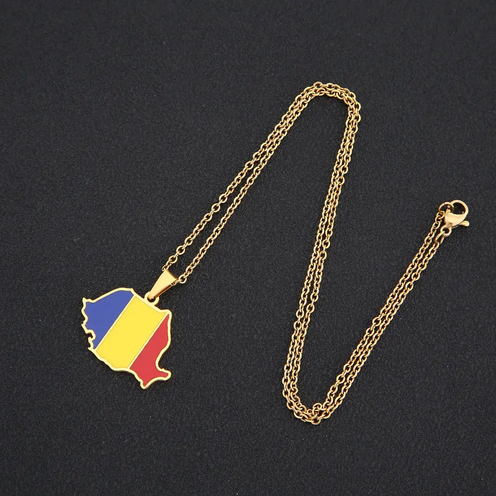 Stainless Steel Ethnic Map Necklace for Men Women — feature 12