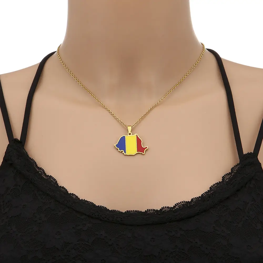 Stainless Steel Ethnic Map Necklace for Men Women — feature 13