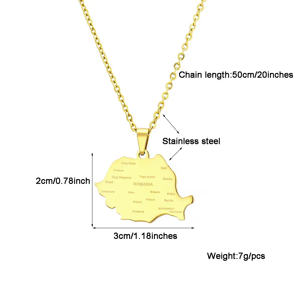 Stainless Steel Ethnic Map Necklace for Men Women — feature 14