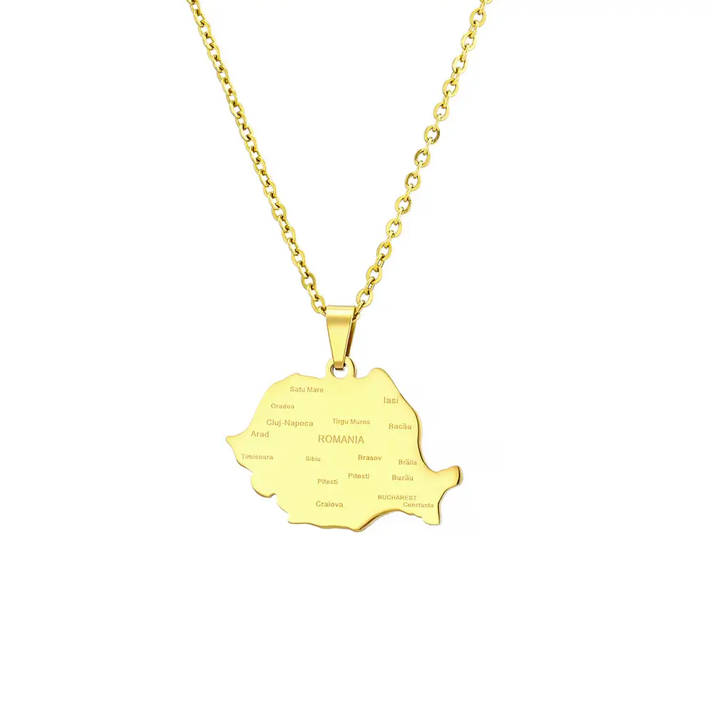 Stainless Steel Ethnic Map Necklace for Men Women — feature 15