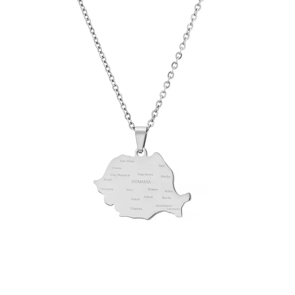 Stainless Steel Ethnic Map Necklace for Men Women — feature 16