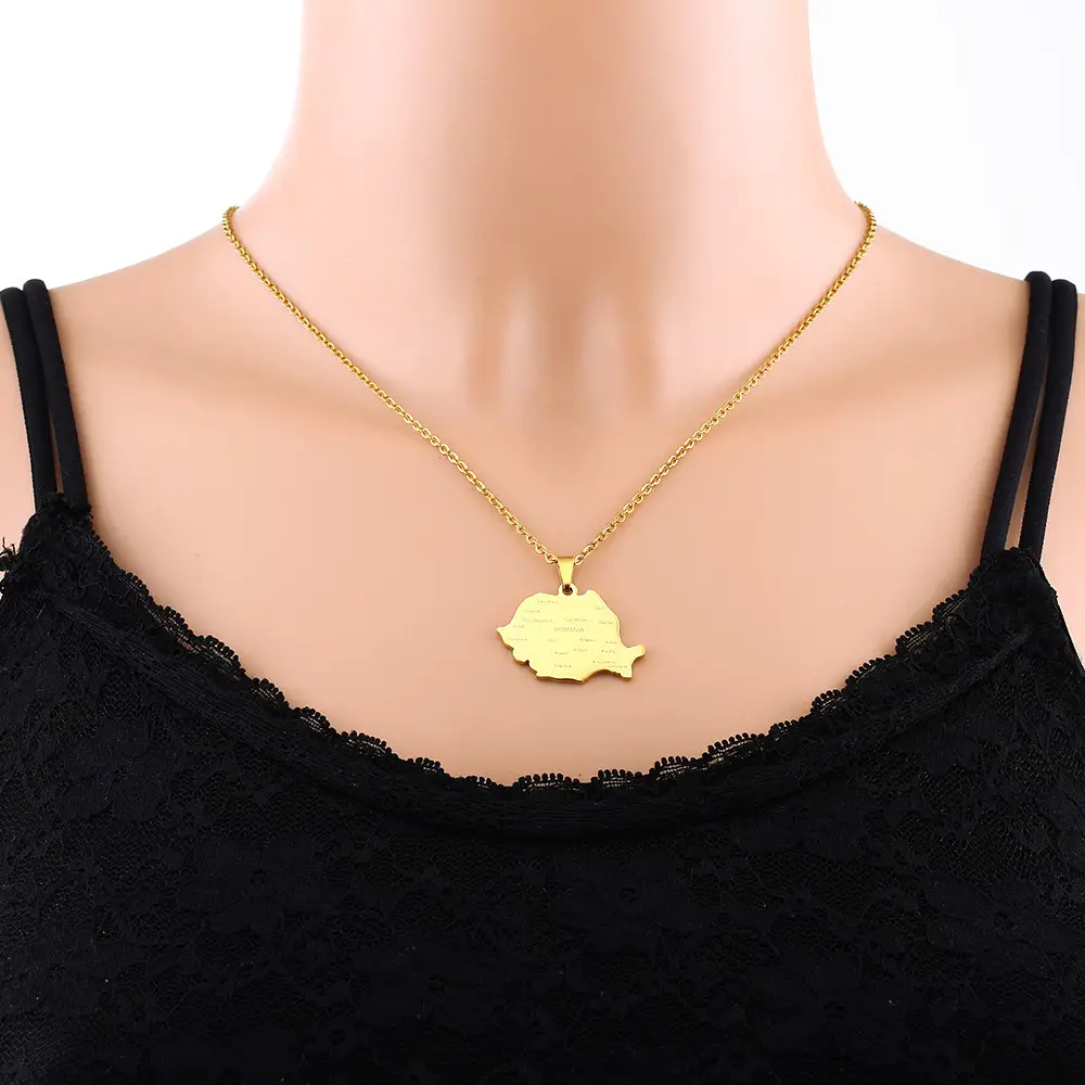 Stainless Steel Ethnic Map Necklace for Men Women — feature 17