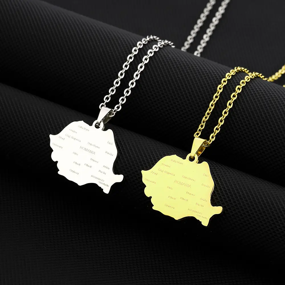 Stainless Steel Ethnic Map Necklace for Men Women — feature 18