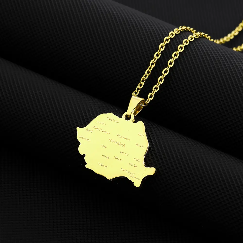 Stainless Steel Ethnic Map Necklace for Men Women