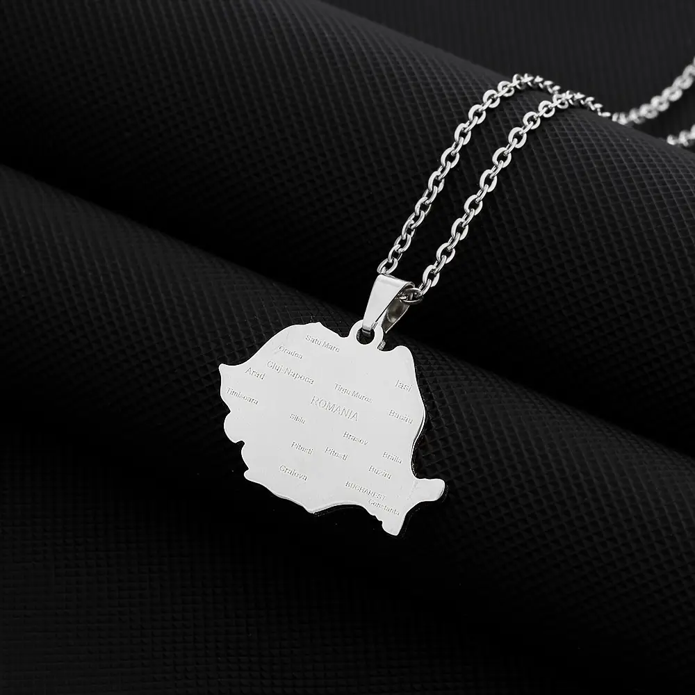 Stainless Steel Ethnic Map Necklace for Men Women