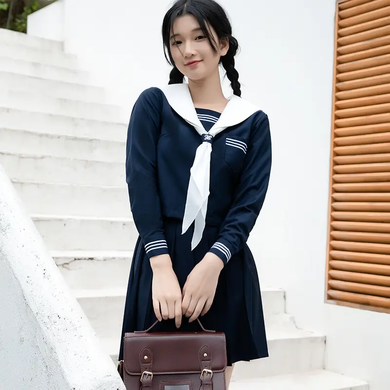 Navy Full-Length Pleated Skirt for Women - Image 6
