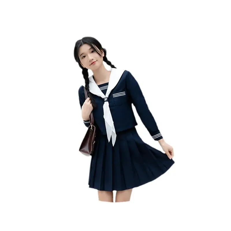 Navy Full-Length Pleated Skirt for Women - Image 8
