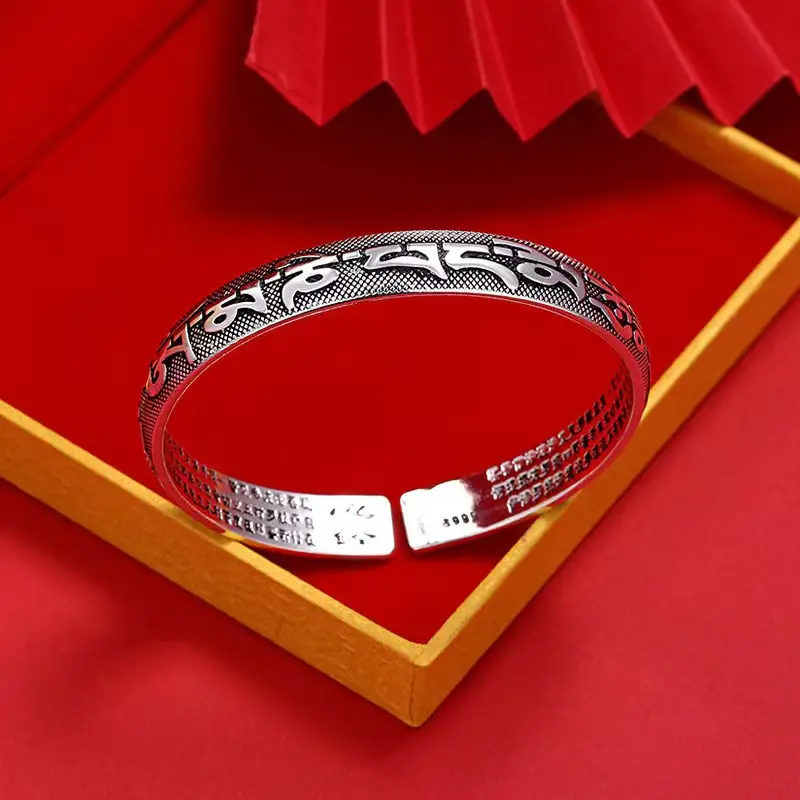 Men's Silver Plated 6-Crystal Truth Bracelet Adjustable - Image 2