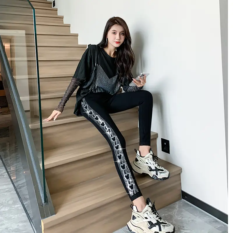 Black Hot Drill Leggings for Women Factory Direct - Image 5
