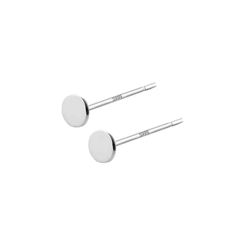 Pure Silver Small Round Ear Studs for Piercing - Image 5