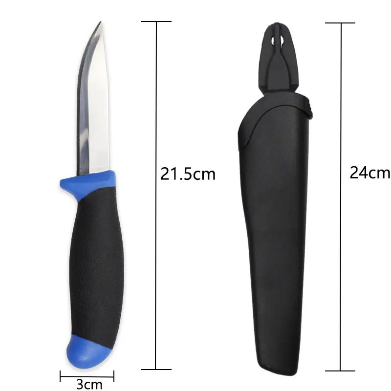 4 Inch Stainless Steel Mirror Fish Knife with Two-Color Rubber Handle - Image 3