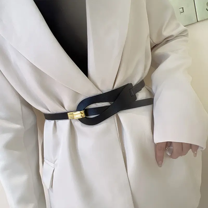 Women's Adjustable Korean Style Belt with Gold Clasp - Image 4