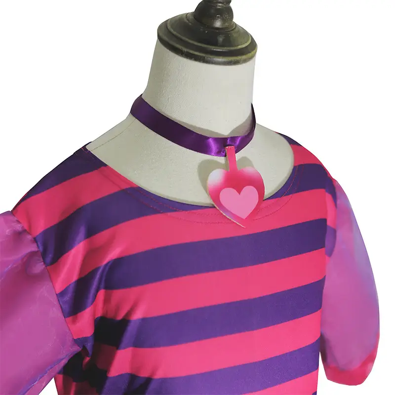 Halloween Kids Alice in Wonderland Costume Pink Striped Dress — feature 8
