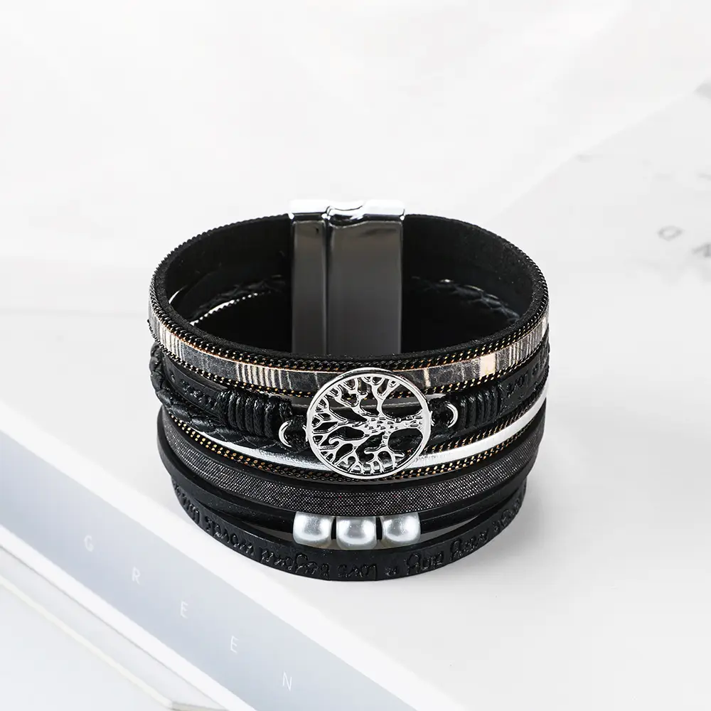2023 Classic Handwoven Leather Bracelet Multi-layer European American Charm - Image 4