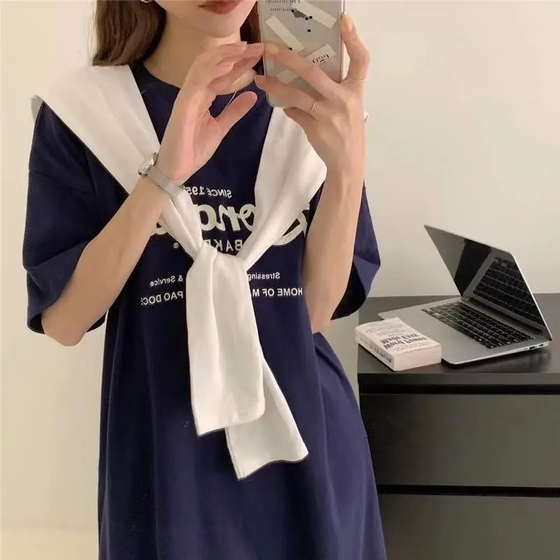 Plus Size Fat MM American Letter Printed Dress — feature 3