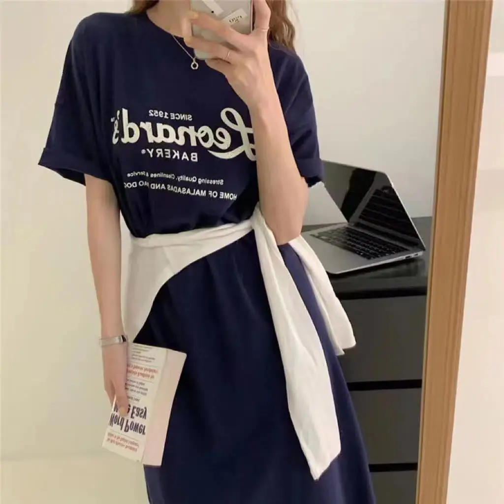 Plus Size Fat MM American Letter Printed Dress — feature 4