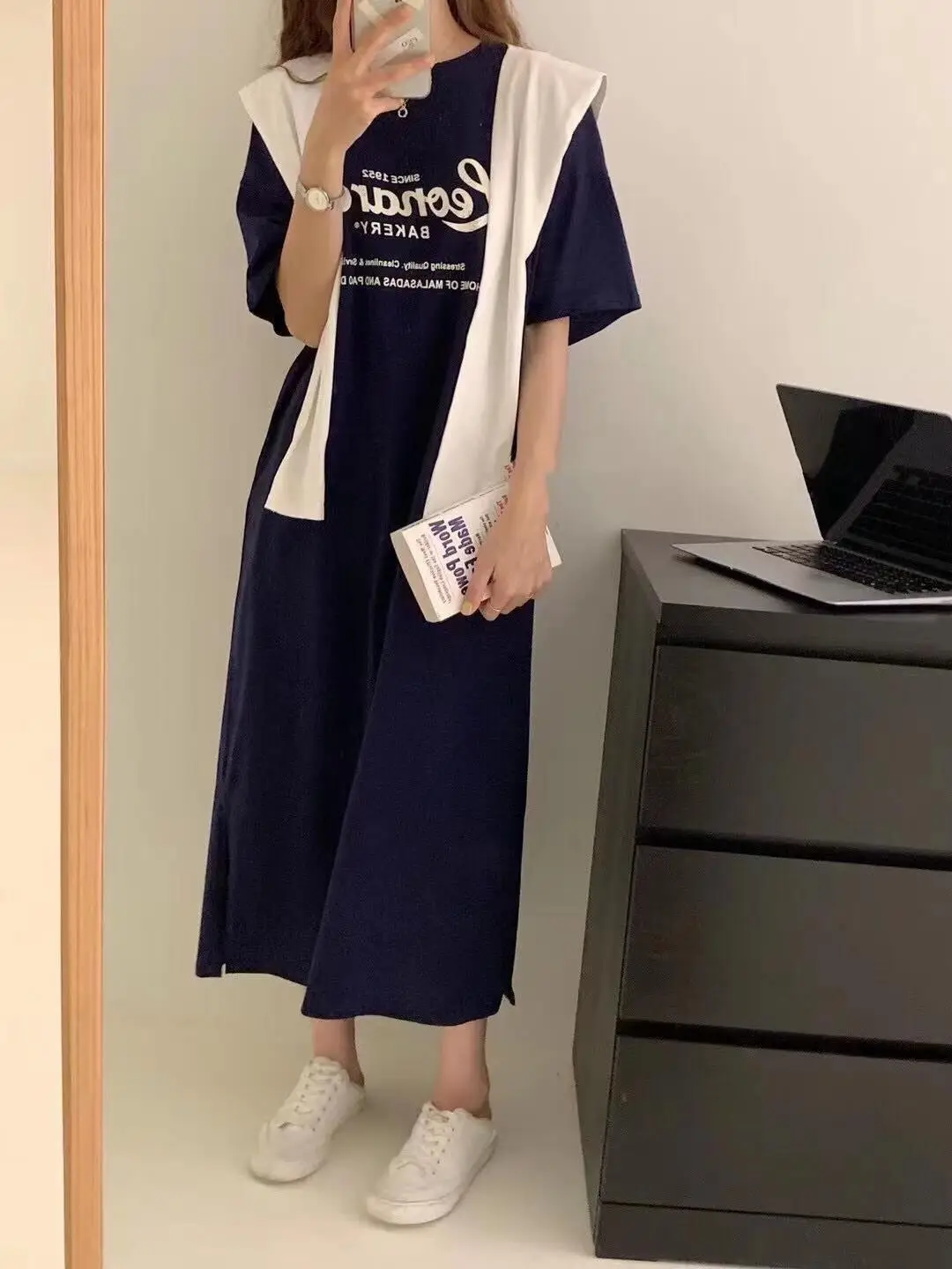 Plus Size Fat MM American Letter Printed Dress — feature 5