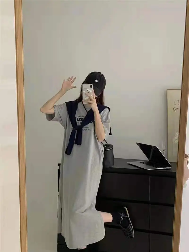 Plus Size Fat MM American Letter Printed Dress — feature 7