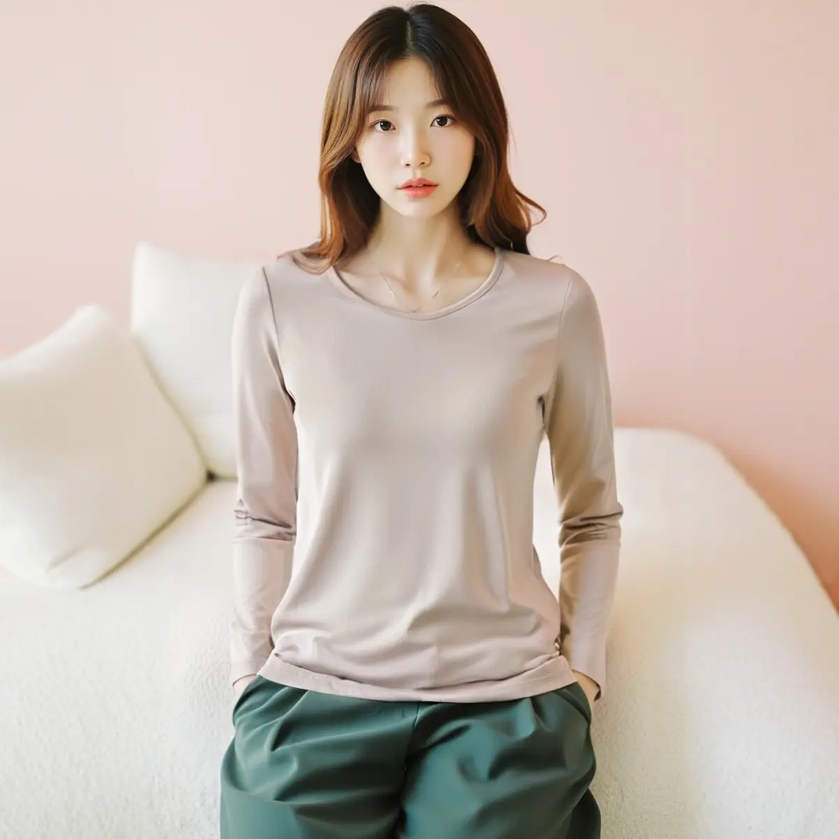 Plus Size Women's Red Elastic T-Shirt 124 Bust Fat Sister Fashion Bottoming Shirt 63364 - Image 15