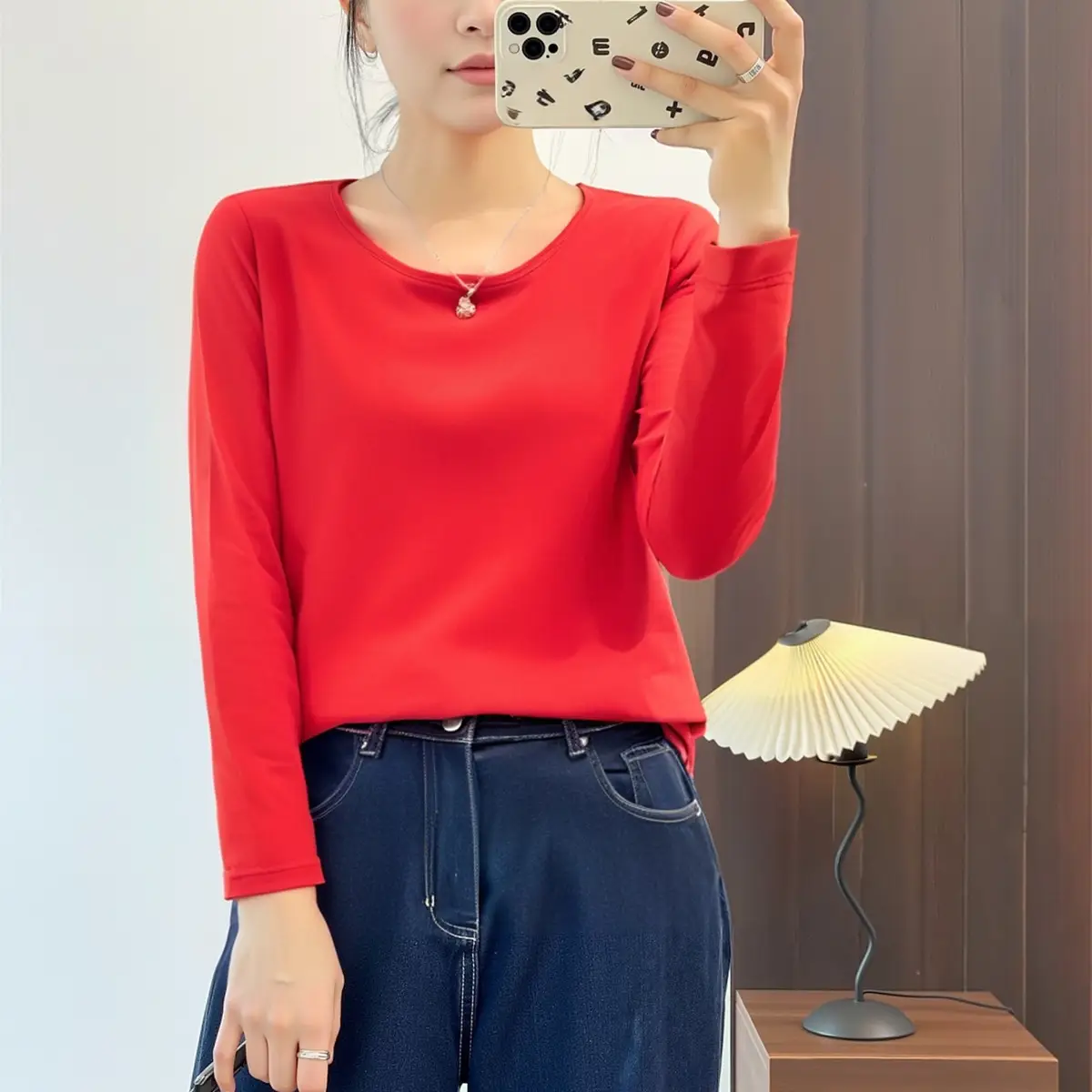 Plus Size Women's Red Elastic T-Shirt 124 Bust Fat Sister Fashion Bottoming Shirt 63364 - Image 17