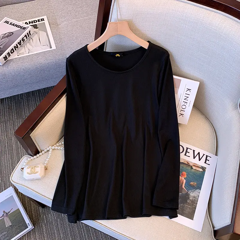 Plus Size Women's Red Elastic T-Shirt 124 Bust Fat Sister Fashion Bottoming Shirt 63364 - Image 5