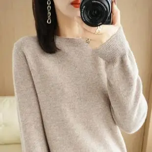 Women Orange Knit Round Neck Pullover Sweater — feature 19