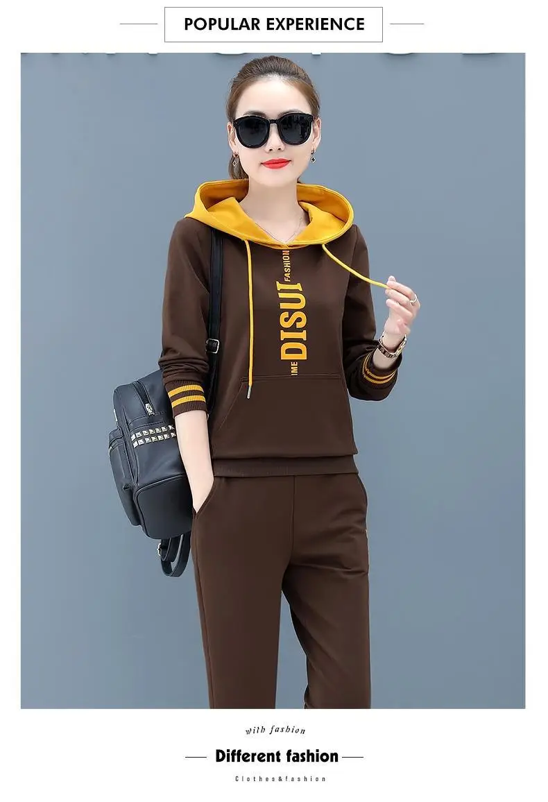 Women Hooded Sweatshirt Set Black Red Loose Fit Large — feature 10