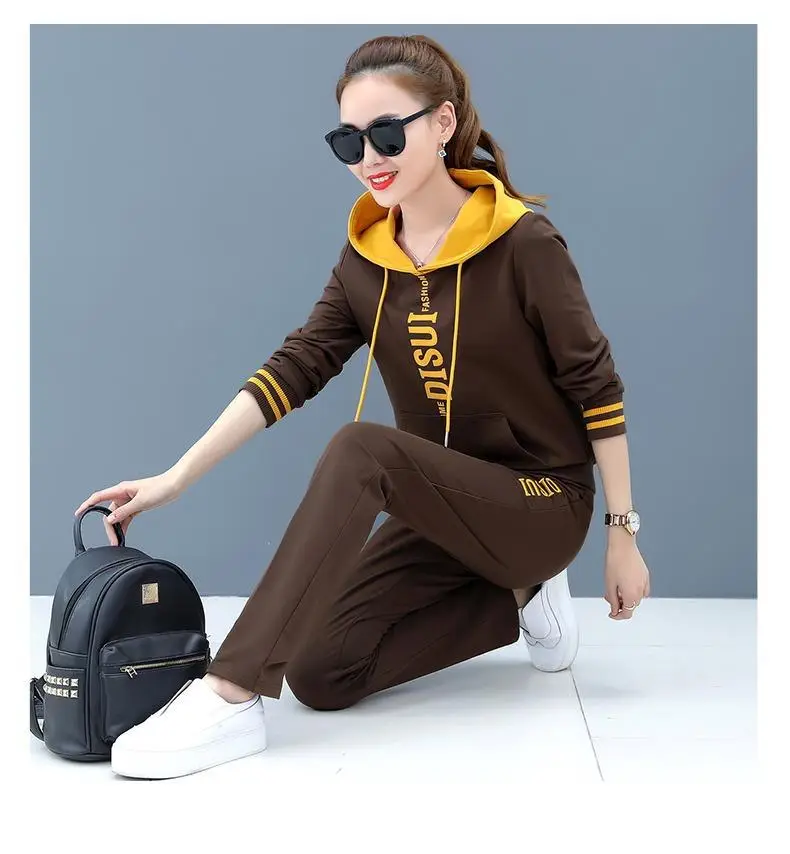 Women Hooded Sweatshirt Set Black Red Loose Fit Large — feature 12