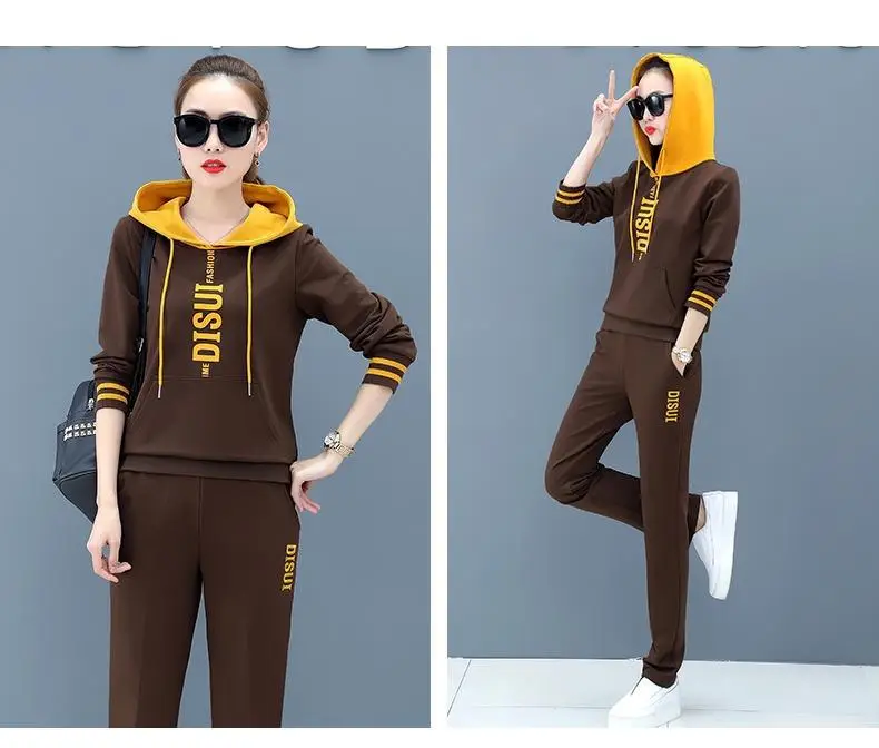 Women Hooded Sweatshirt Set Black Red Loose Fit Large — feature 15