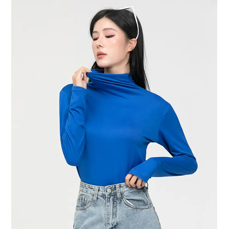 Long Sleeve Women's White Protein Beauty Top with Half Turtleneck - Image 9