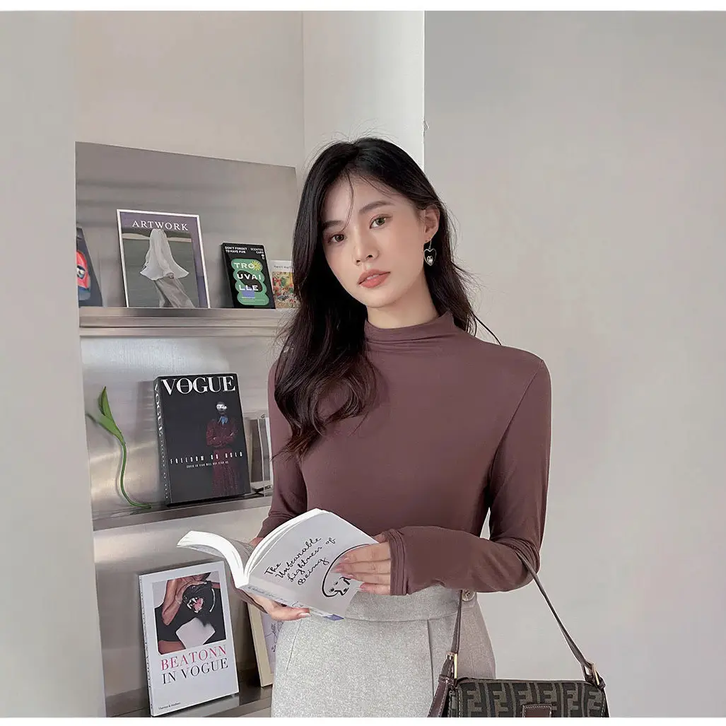 Long Sleeve Women's White Protein Beauty Top with Half Turtleneck - Image 10