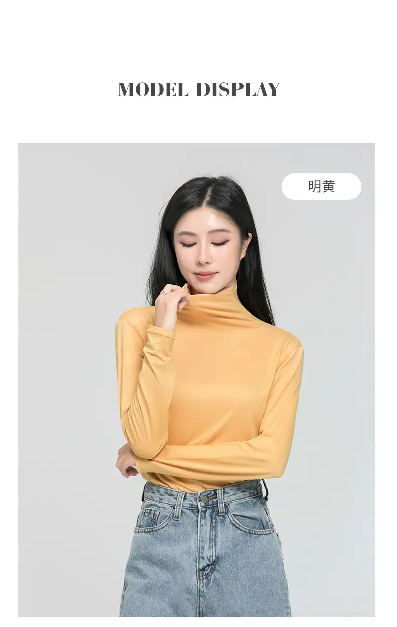 Long Sleeve Women's White Protein Beauty Top with Half Turtleneck — feature 8