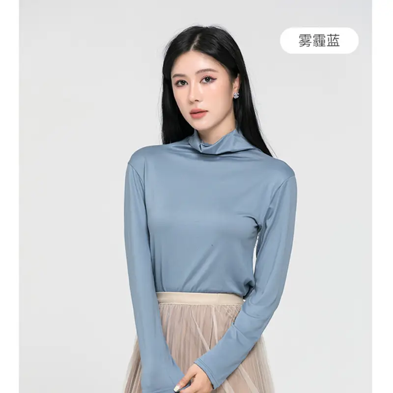 Long Sleeve Women's White Protein Beauty Top with Half Turtleneck - Image 5