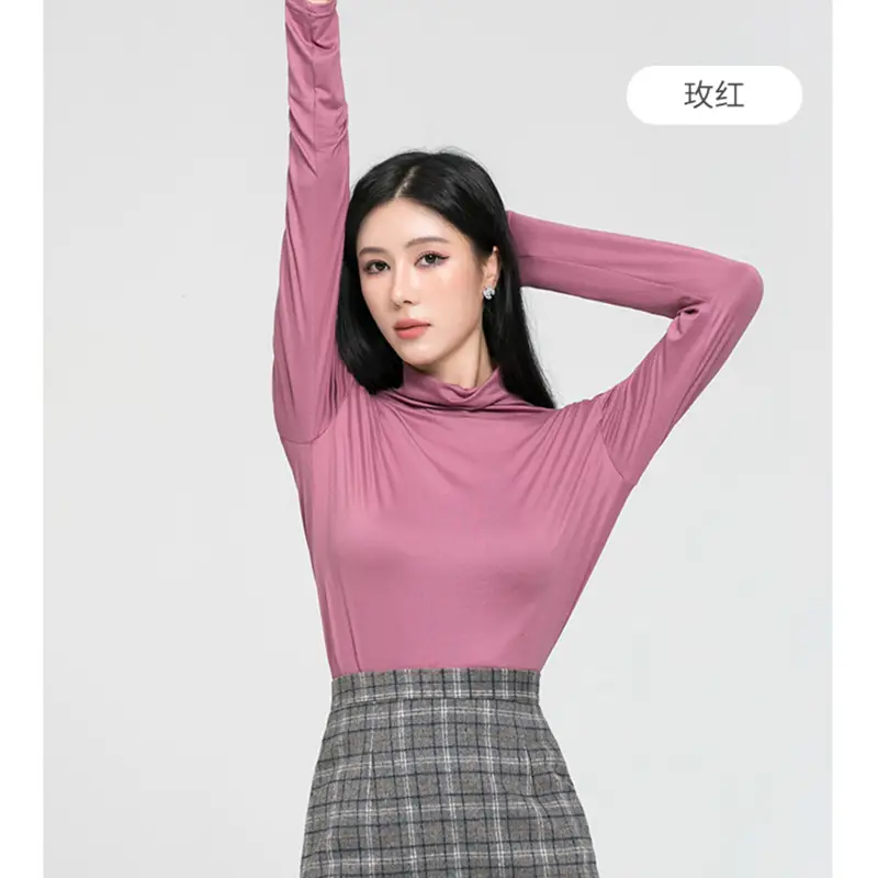 Long Sleeve Women's White Protein Beauty Top with Half Turtleneck - Image 6