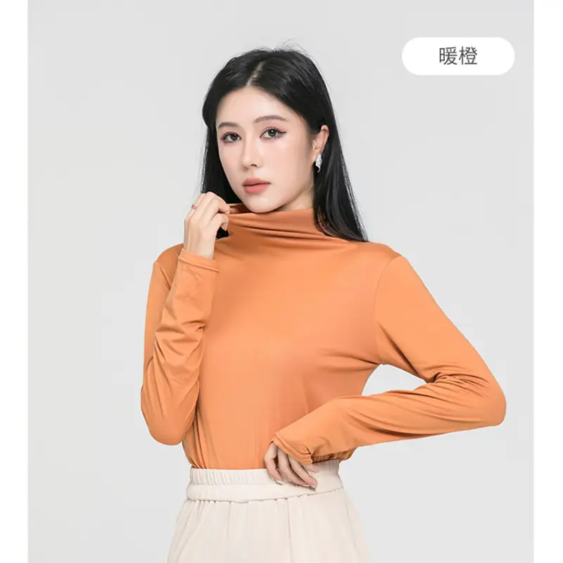Long Sleeve Women's White Protein Beauty Top with Half Turtleneck - Image 4