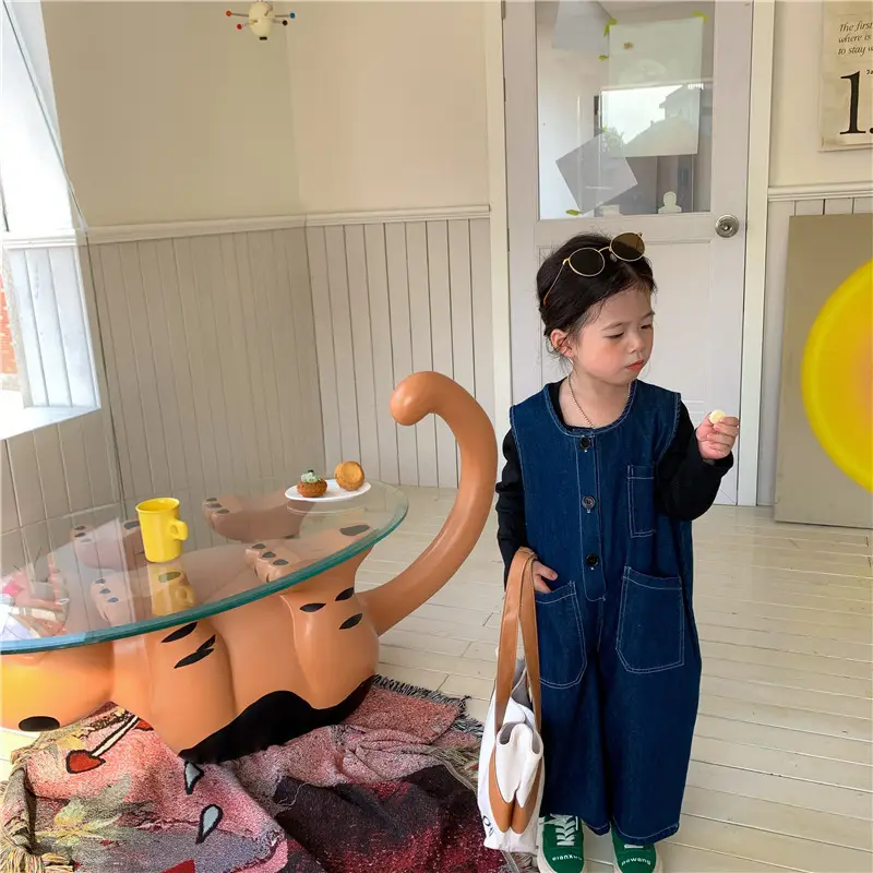 Baby Denim Jumpsuit 2022 Retro Wide Leg - Image 2