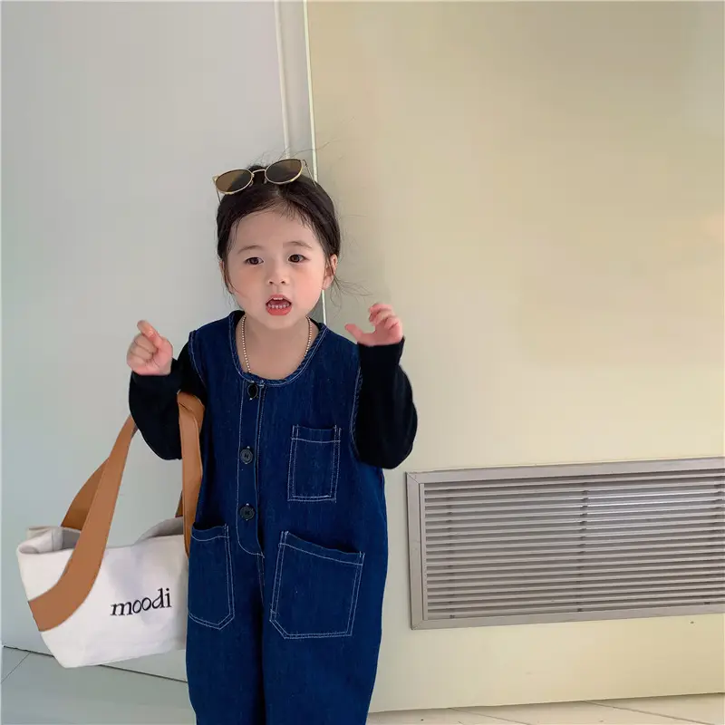 Baby Denim Jumpsuit 2022 Retro Wide Leg - Image 4