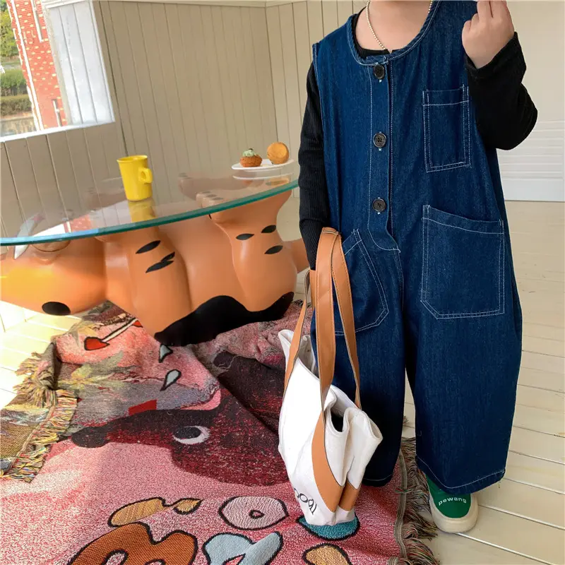 Baby Denim Jumpsuit 2022 Retro Wide Leg — feature 13