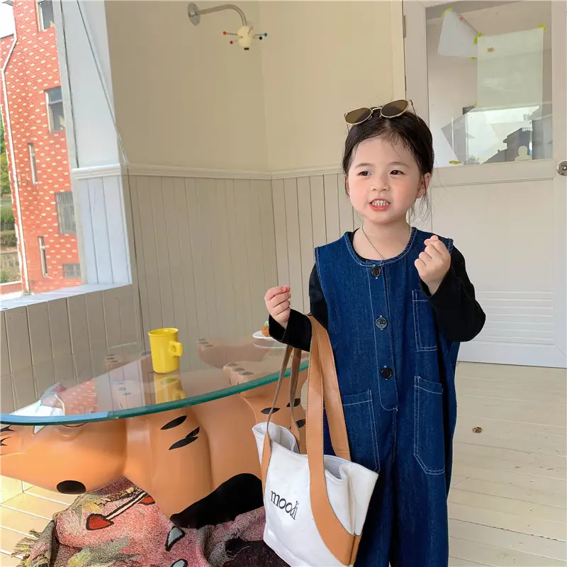 Baby Denim Jumpsuit 2022 Retro Wide Leg — feature 16