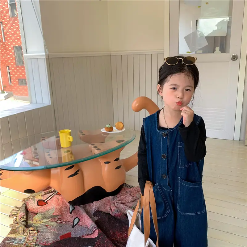 Baby Denim Jumpsuit 2022 Retro Wide Leg — feature 17