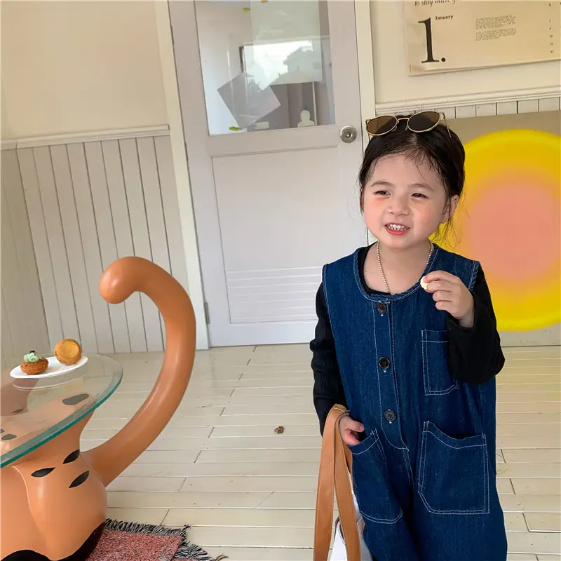 Baby Denim Jumpsuit 2022 Retro Wide Leg — feature 20