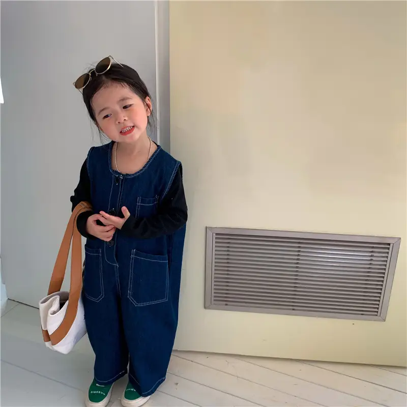 Baby Denim Jumpsuit 2022 Retro Wide Leg — feature 26