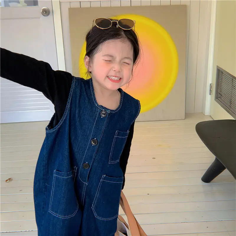 Baby Denim Jumpsuit 2022 Retro Wide Leg — feature 4