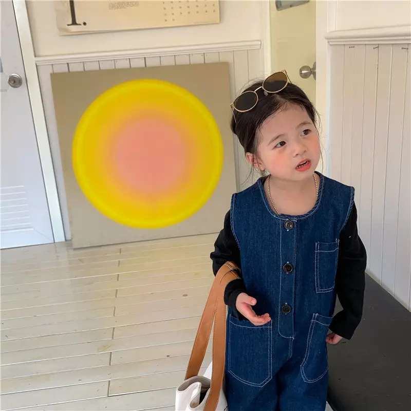 Baby Denim Jumpsuit 2022 Retro Wide Leg — feature 7